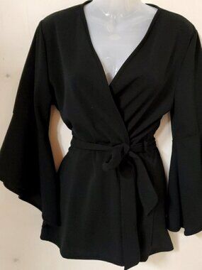 Italian Black Bell Sleeve Top Y2K Inspo